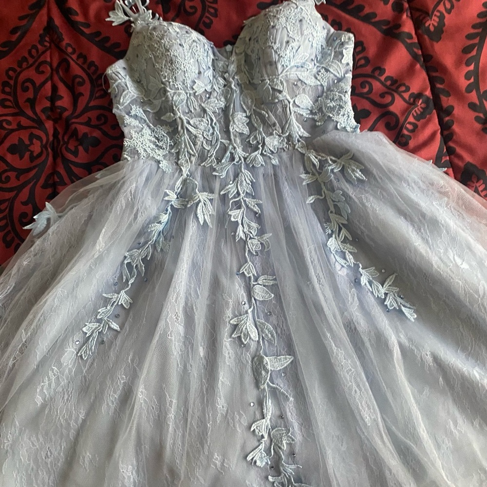 Baby blue Elegant Lace Gown
